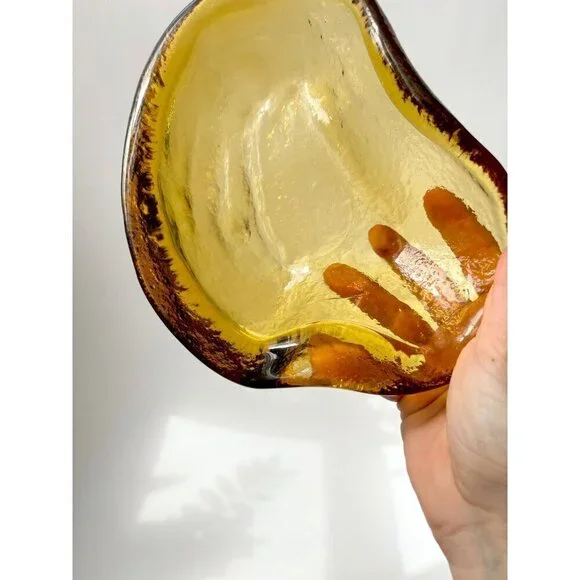 Blenko Glass Co. Amoeba Free Form Handmade Glass Catchall / Ash Tray - Picture 6 of 8